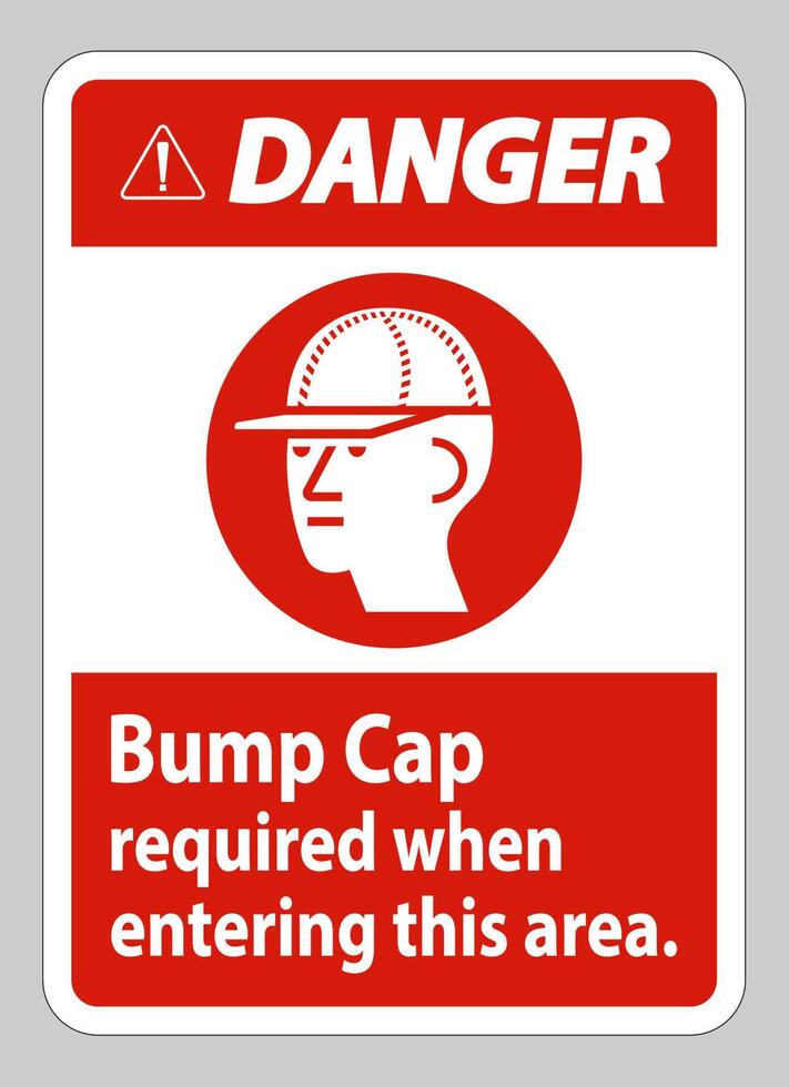 Danger Sign Bump Cap Required When Entering This Area vector