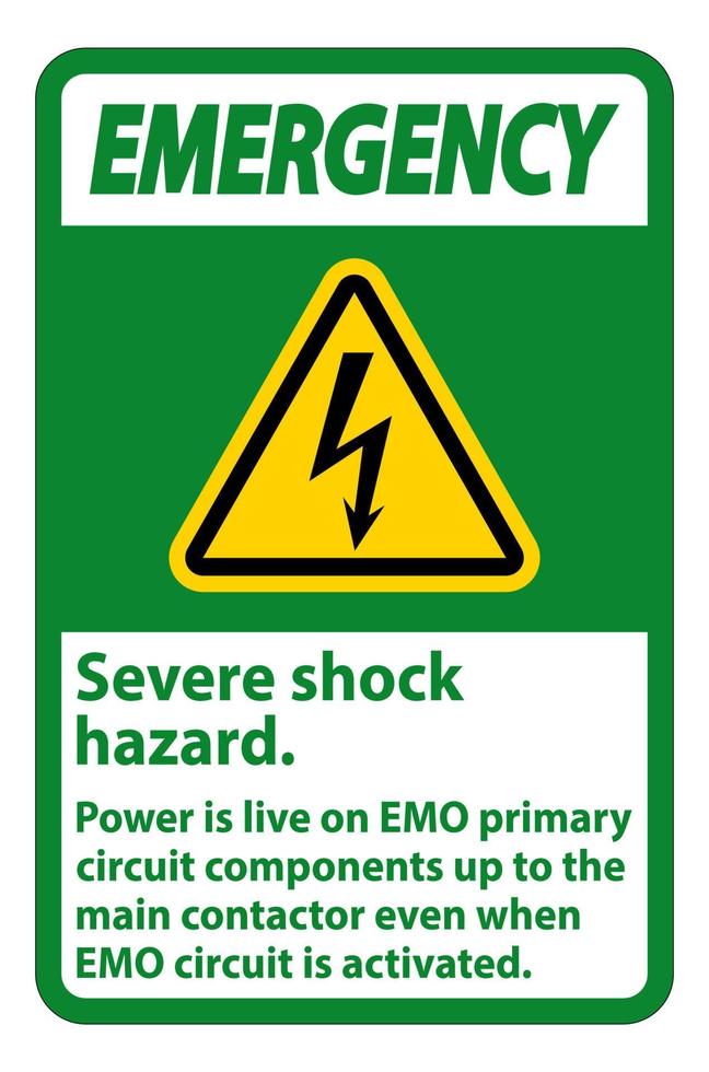 Emergency Severe shock hazard sign on white background vector