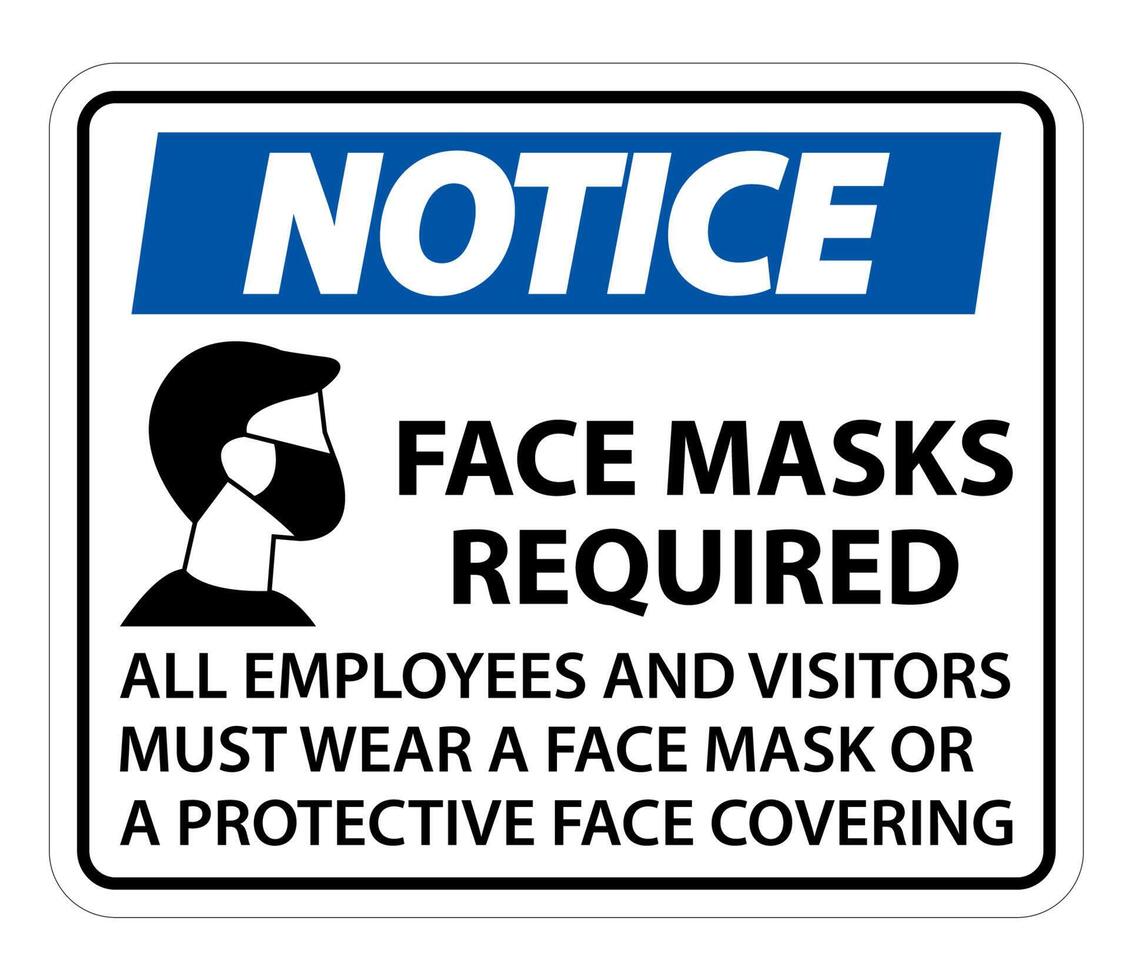 Notice Face Masks Required Sign on white background vector