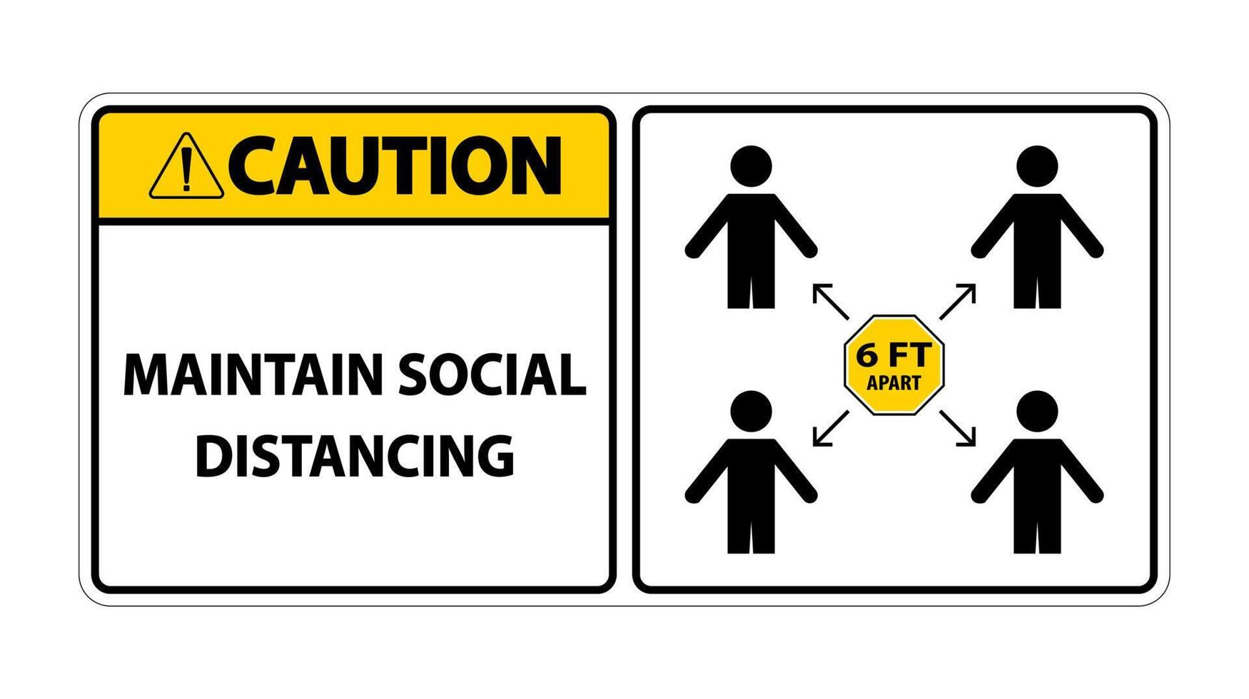 Caution Maintain social distancing, stay 6ft apart sign,coronavirus COVID-19 Sign Isolate On White Background,Vector Illustration EPS.10 vector