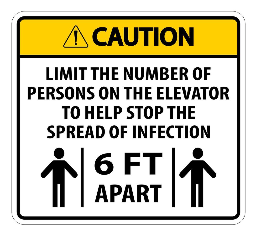 Caution Elevator Physical Distancing Sign Isolate On White Background,Vector Illustration EPS.10 vector
