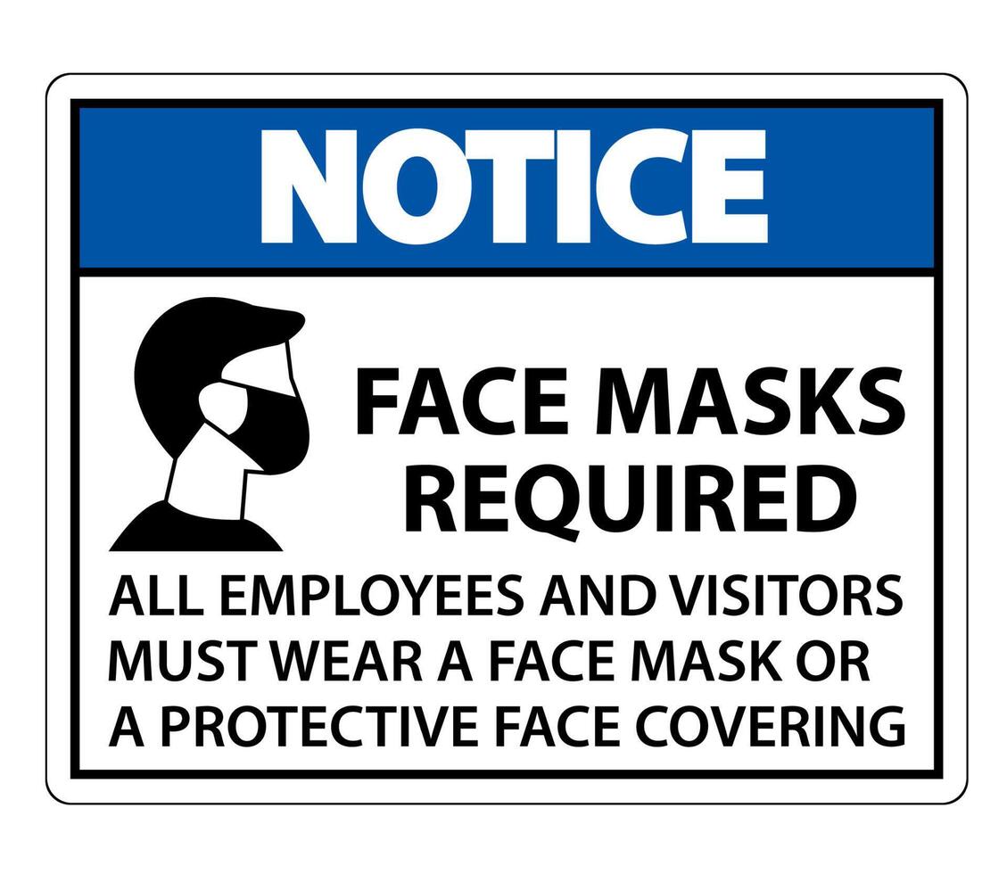 Notice Face Masks Required Sign on white background vector