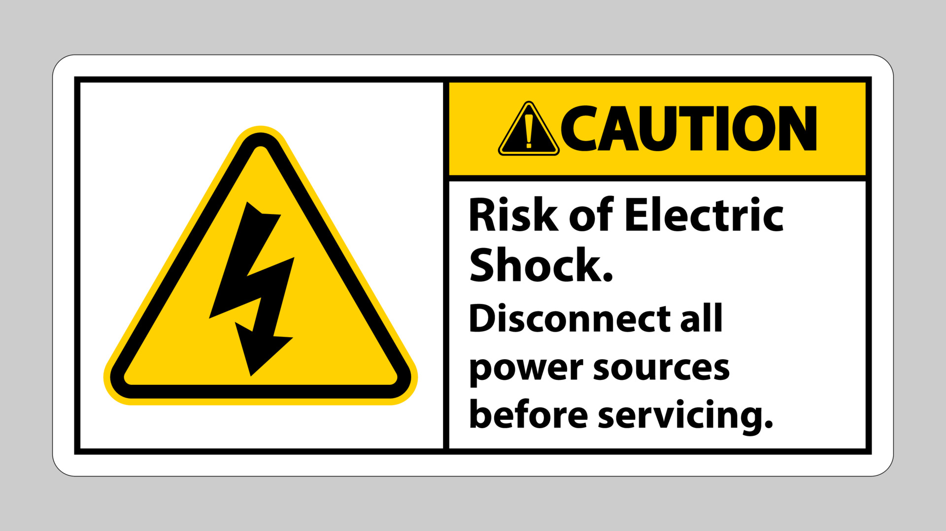 Caution Risk of electric shock Symbol Sign Isolate on White Background