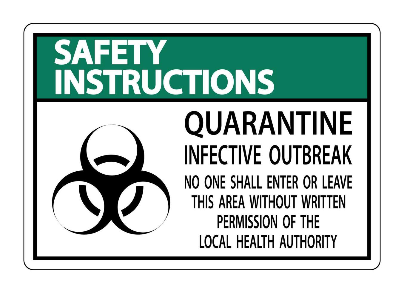 Instrucciones de seguridad cuarentena signo de brote infeccioso aislar sobre fondo transparente, ilustración vectorial vector