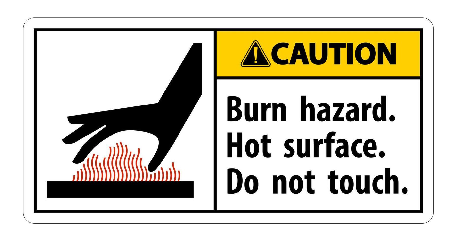 Caution Burn hazard,Hot surface,Do not touch Symbol Sign Isolate on White Background,Vector Illustration vector