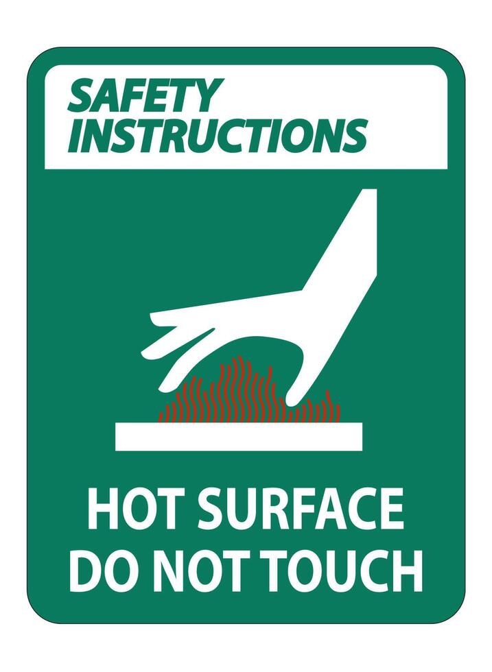 Safety Instructions Burn hazard,Hot surface,Do not touch Symbol Sign Isolate on White Background,Vector Illustration vector
