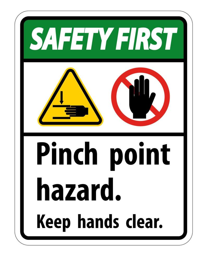 Safety First Pinch Point Hazard,Keep Hands Clear Symbol Sign Isolate on White Background,Vector Illustration vector