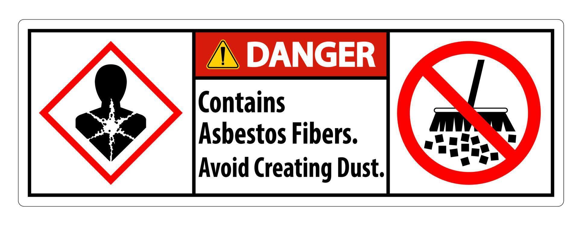 Danger Label Contains Asbestos Fibers,Avoid Creating Dust vector