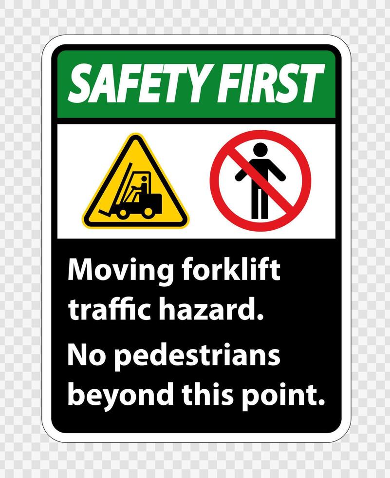 Moving forklift traffic hazard,No pedestrians beyond this point,Symbol Sign Isolate on transparent Background,Vector Illustration vector