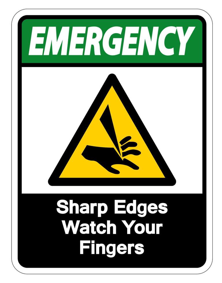Emergency Sharp Edges Watch Your Fingers Symbol Sign on white background vector