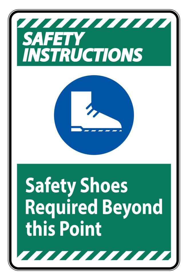 Safety Instructions Sign Safety Shoes Required Beyond This Point vector