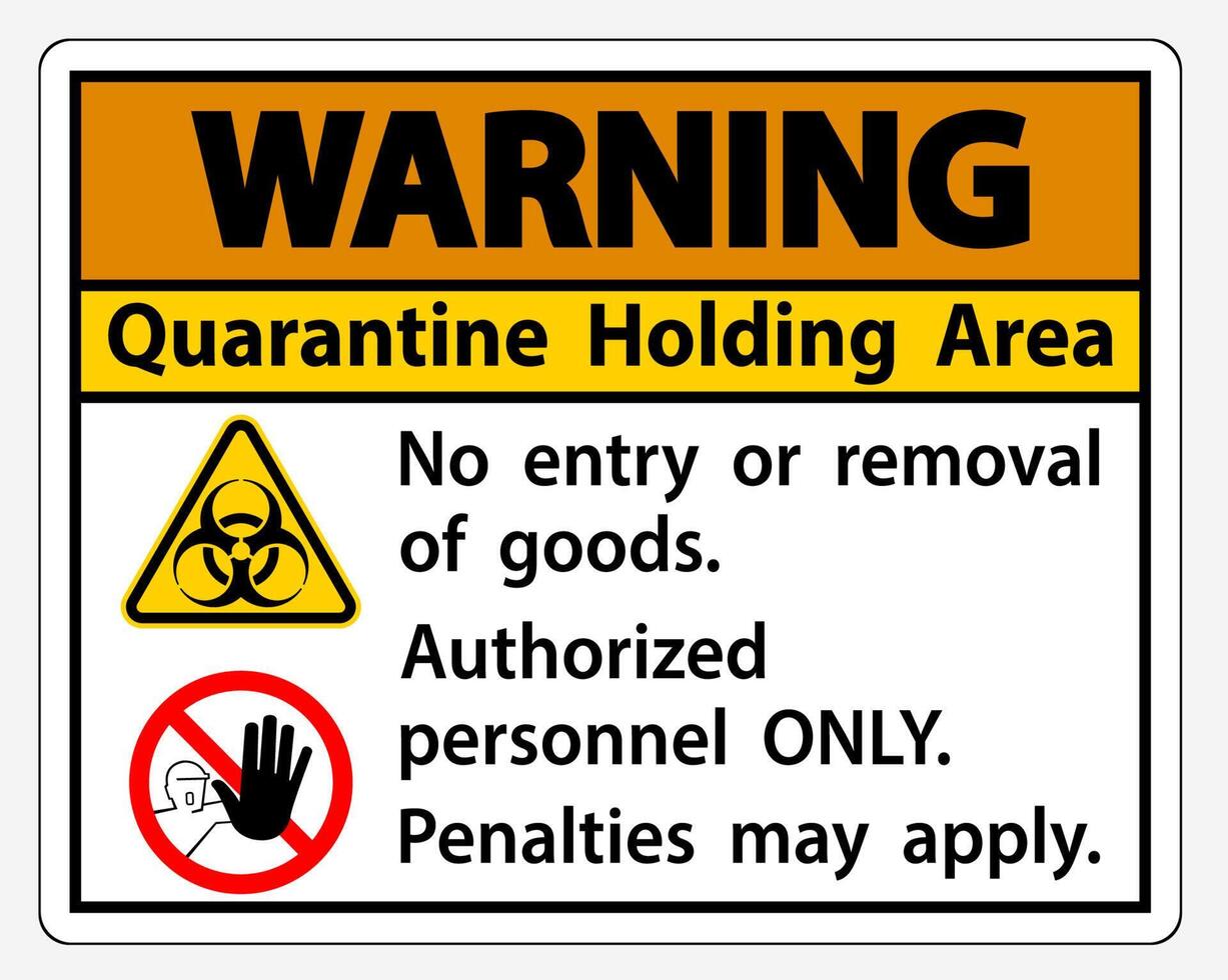 Warning Quarantine Holding Area Sign Isolated On White Background,Vector Illustration EPS.10 vector