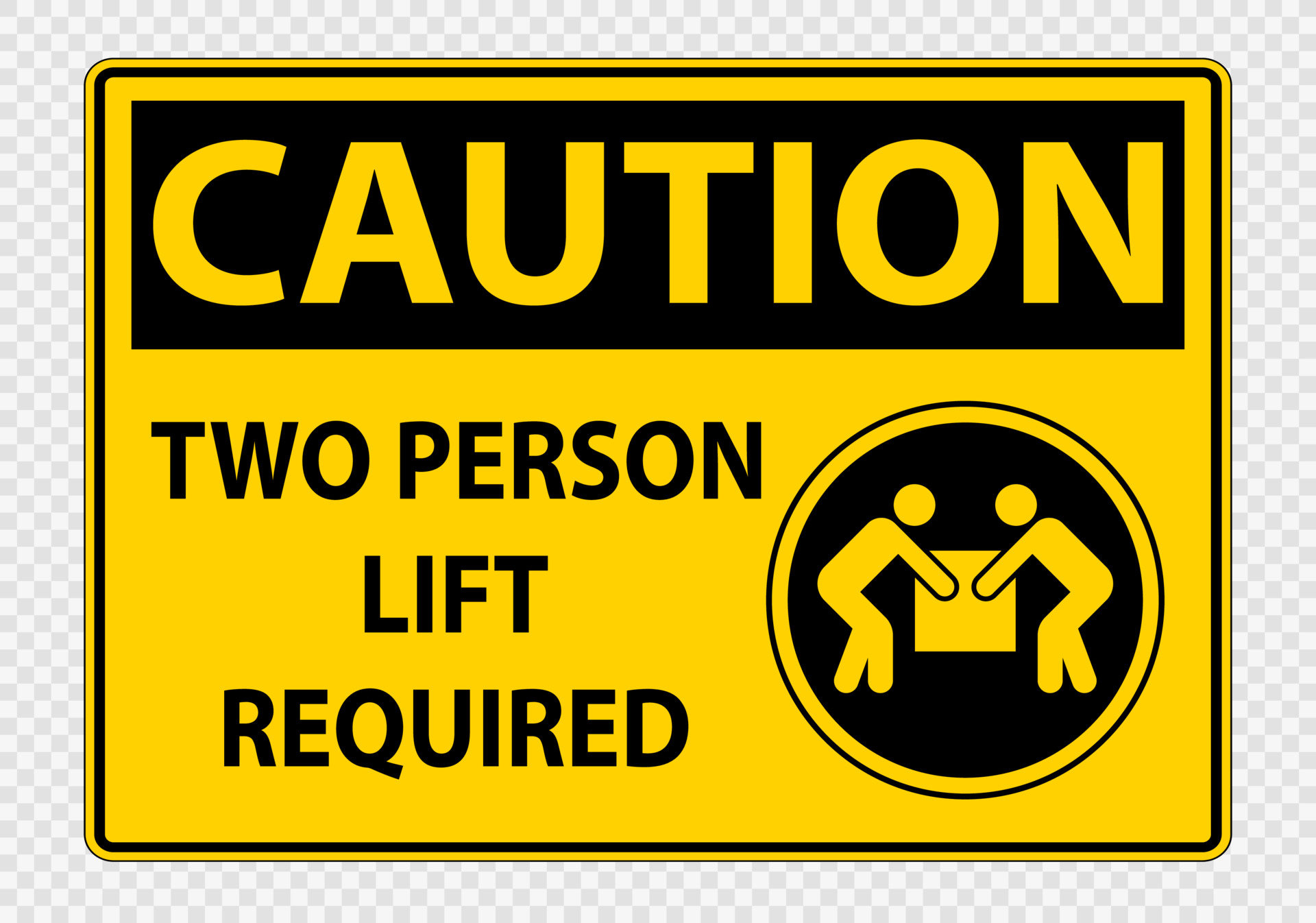 Two person lift required Symbol Sign Isolate on transparent Background
