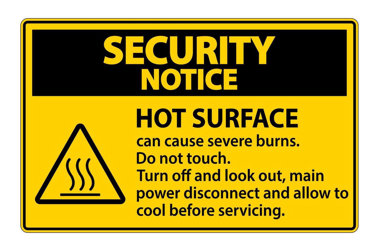 Security Notice Hot surface sign on white background vector