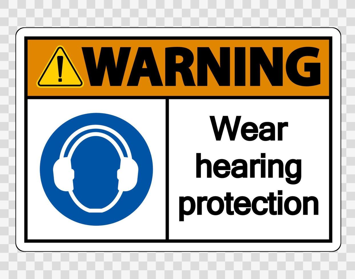 Warning Wear hearing protection on transparent background vector