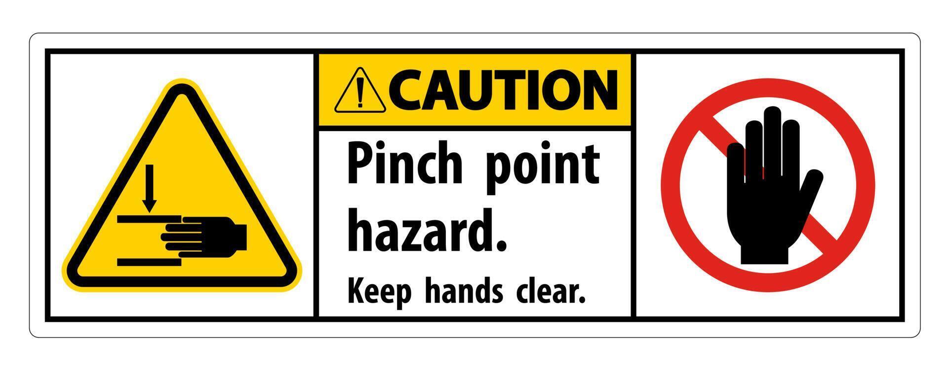 Caution Pinch Point Hazard,Keep Hands Clear Symbol Sign Isolate on White Background,Vector Illustration vector