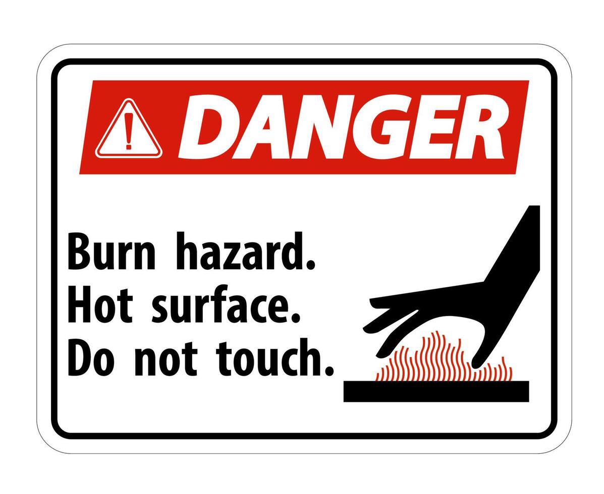 Danger Burn hazard,Hot surface,Do not touch Symbol Sign Isolate on White Background,Vector Illustration vector