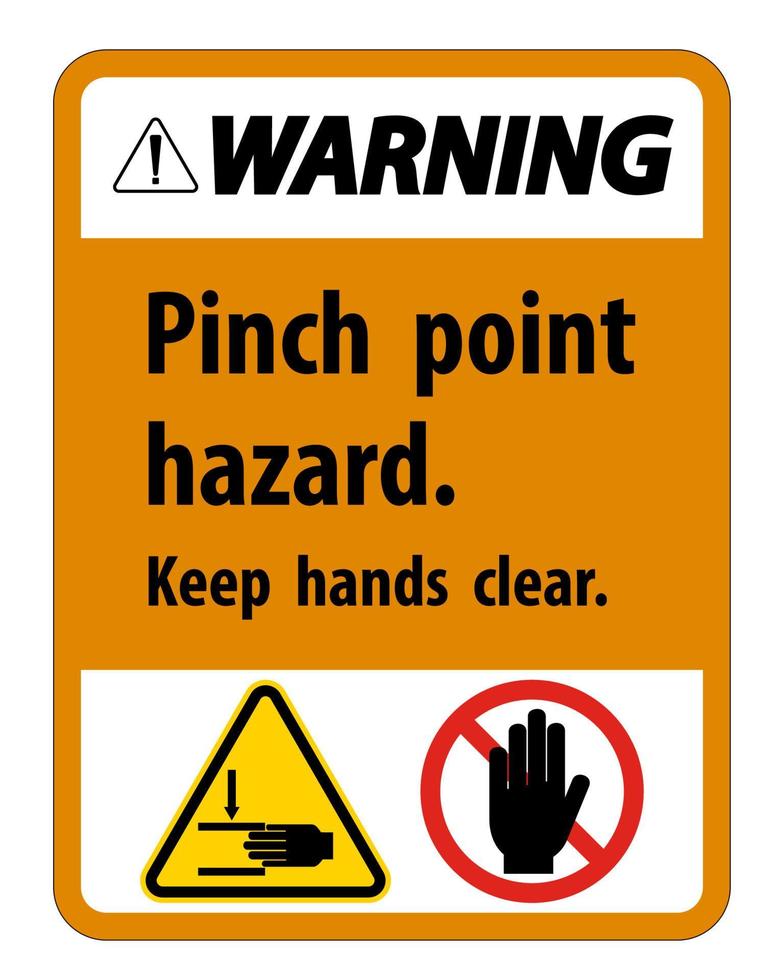 Warning Pinch Point Hazard,Keep Hands Clear Symbol Sign Isolate on White Background,Vector Illustration vector