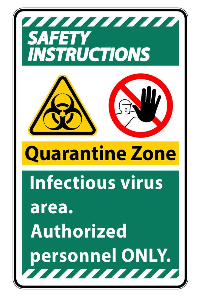 Safety Instructions Quarantine Infectious Virus Area sign on white background vector