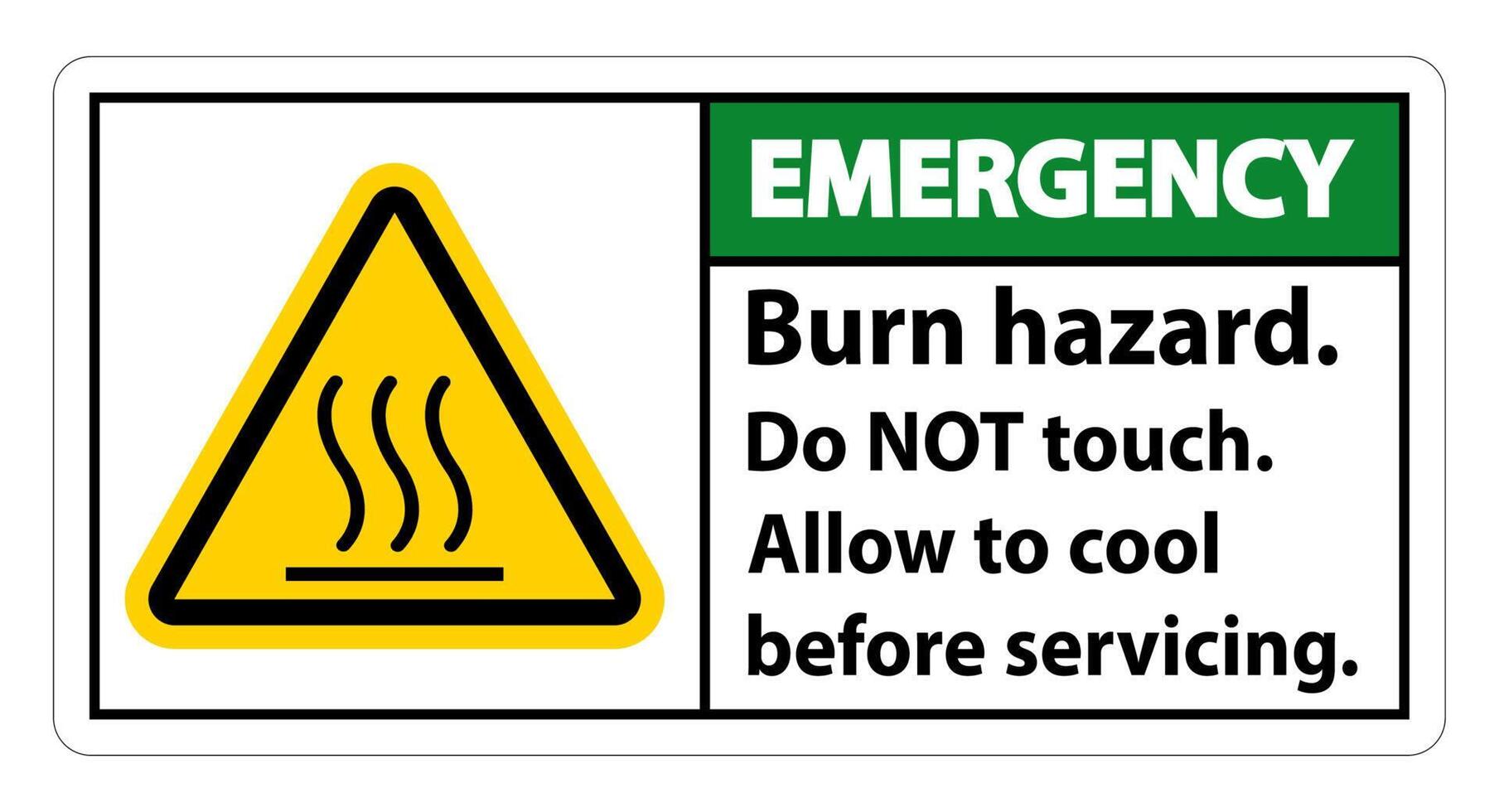 Emergency Burn hazard safety,Do not touch label Sign on white background vector