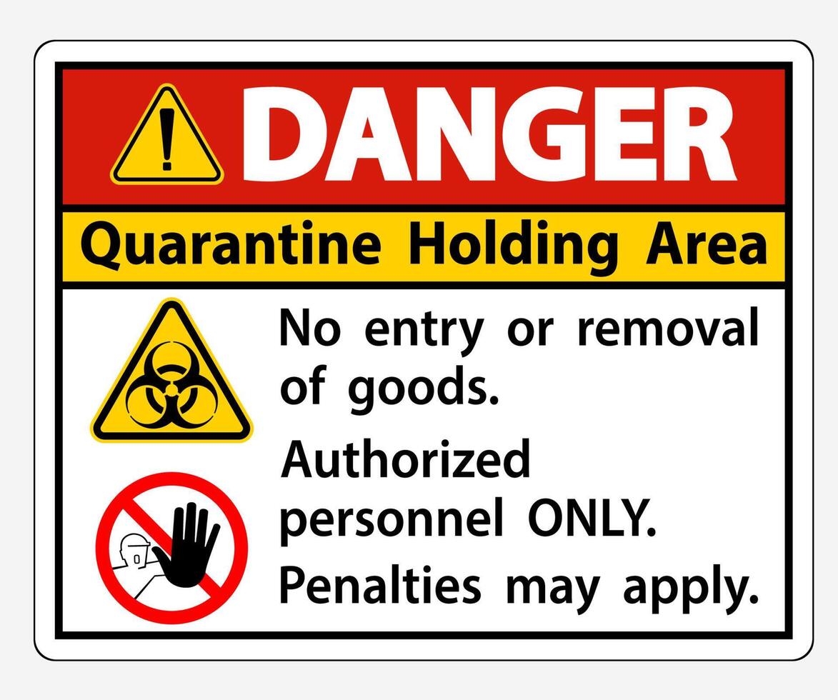 Danger Quarantine Holding Area Sign Isolated On White Background,Vector Illustration EPS.10 vector