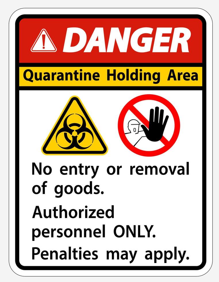 Danger Quarantine Holding Area Sign Isolated On White Background,Vector Illustration EPS.10 vector