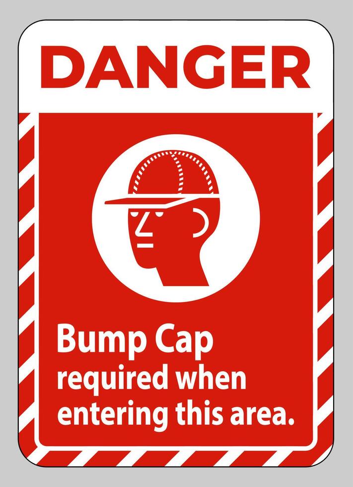 Danger Sign Bump Cap Required When Entering This Area vector