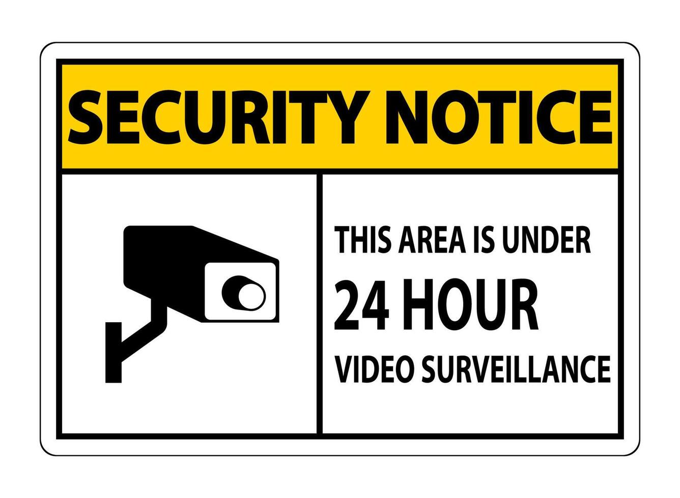 aviso de seguridad esta área está bajo señal de video vigilancia de 24 horas símbolo aislado sobre fondo blanco, ilustración vectorial vector