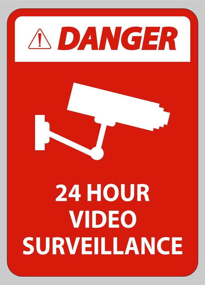 Señal de peligro cctv videovigilancia 24 horas vector