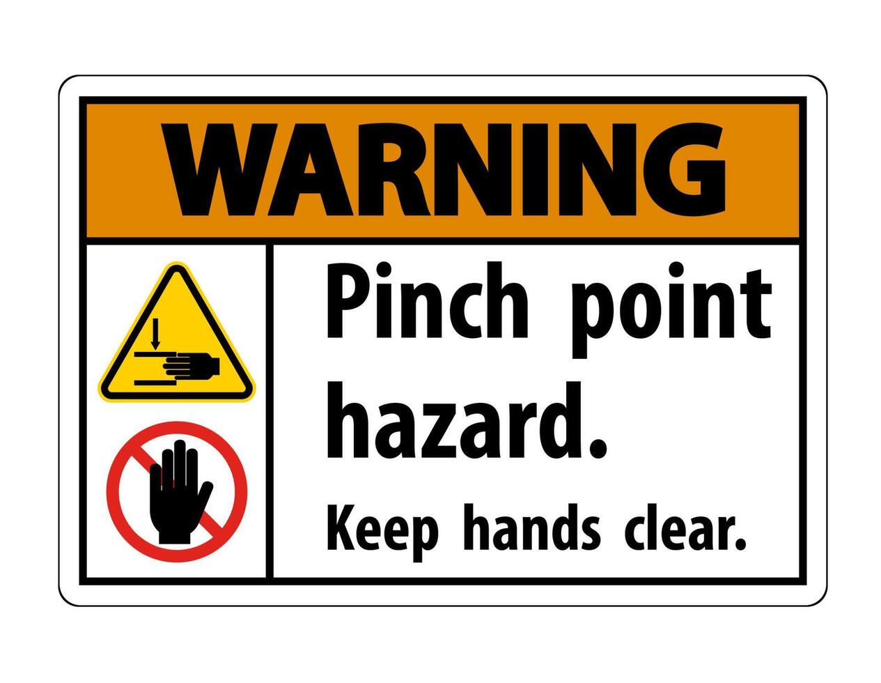 Warning Pinch Point Hazard,Keep Hands Clear Symbol Sign Isolate on White Background,Vector Illustration vector