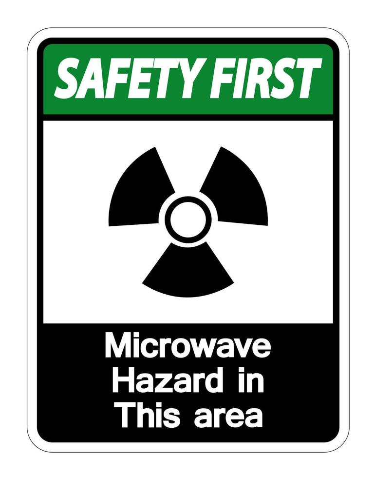 La primera señal de peligro de microondas de seguridad sobre fondo blanco. vector
