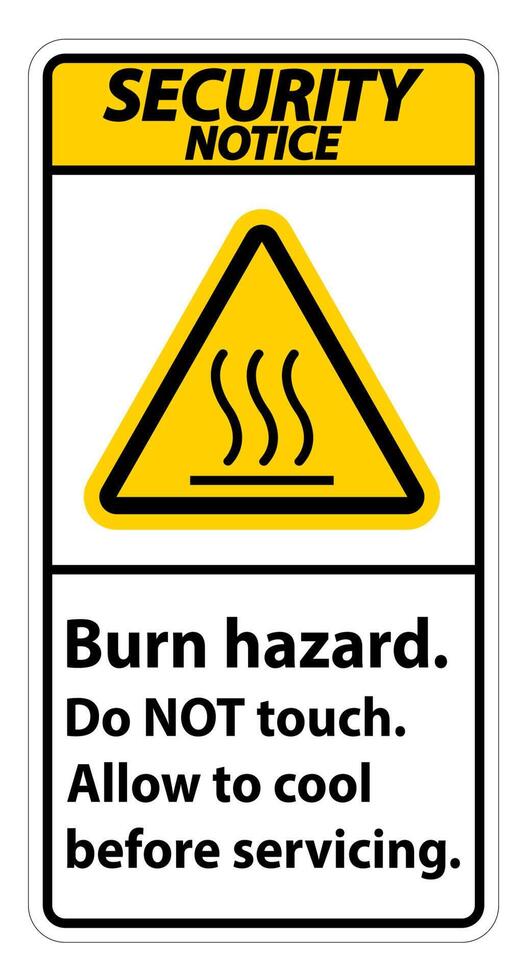 Security Notice Burn hazard safety,Do not touch label Sign on white background vector