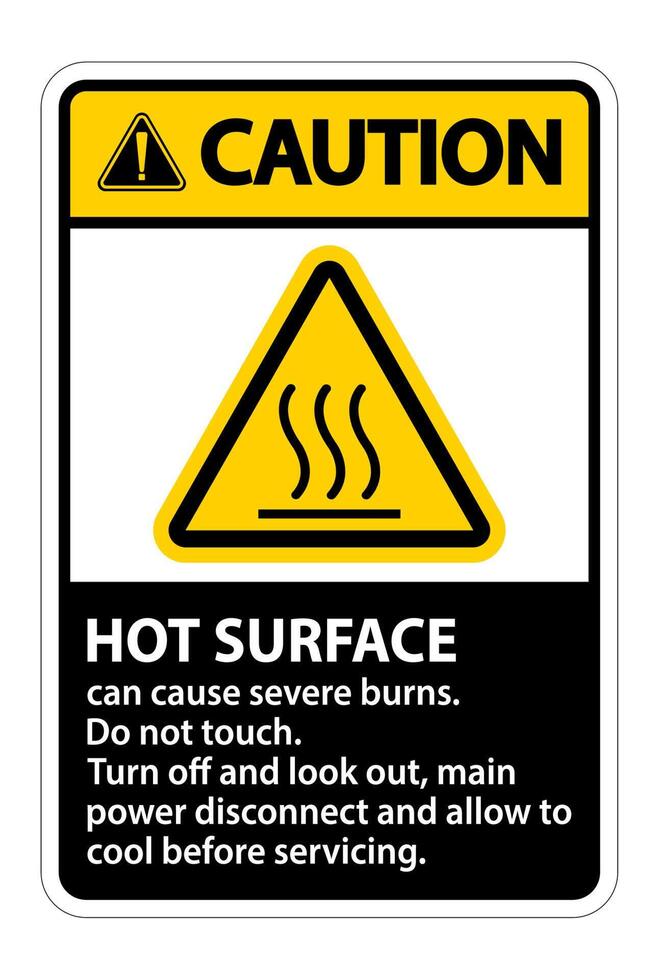 Caution Hot surface sign on white background vector