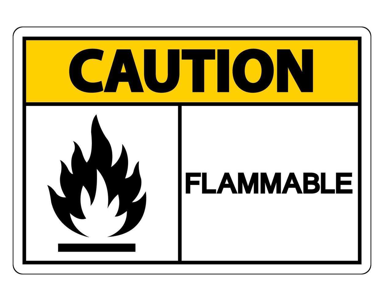 Caution Flammable Symbol Sign on white background vector