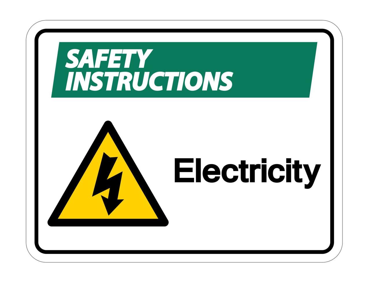 Instrucciones de seguridad signo de símbolo de electricidad sobre fondo blanco. vector