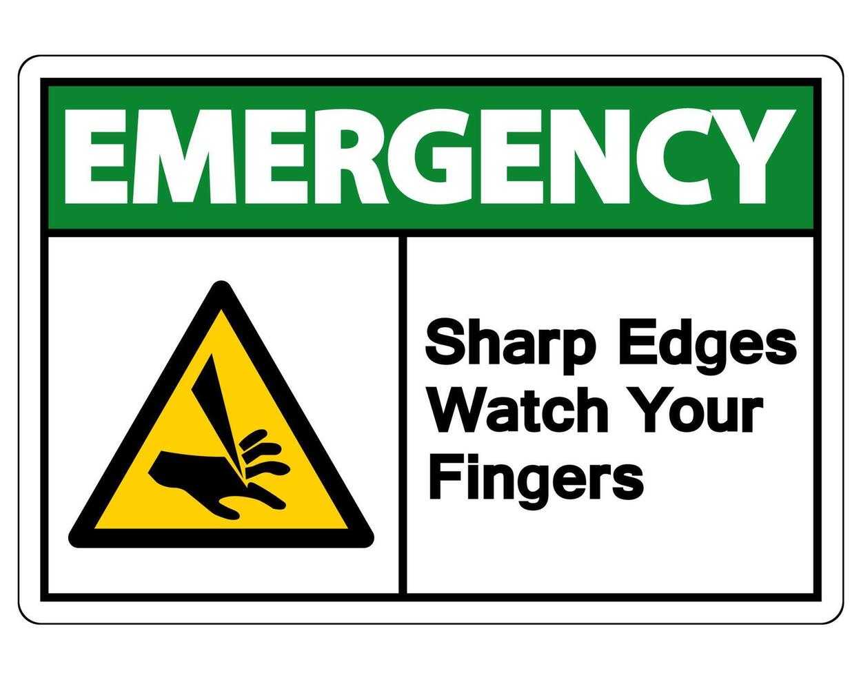 Emergency Sharp Edges Watch Your Fingers Symbol Sign on white background vector