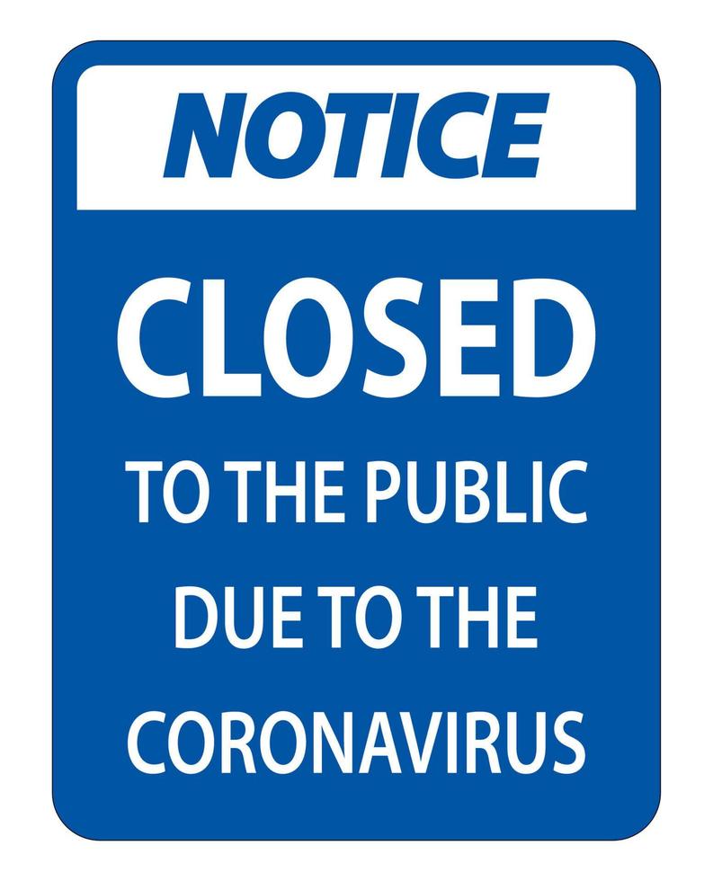 Notice Closed to public sign on white background vector