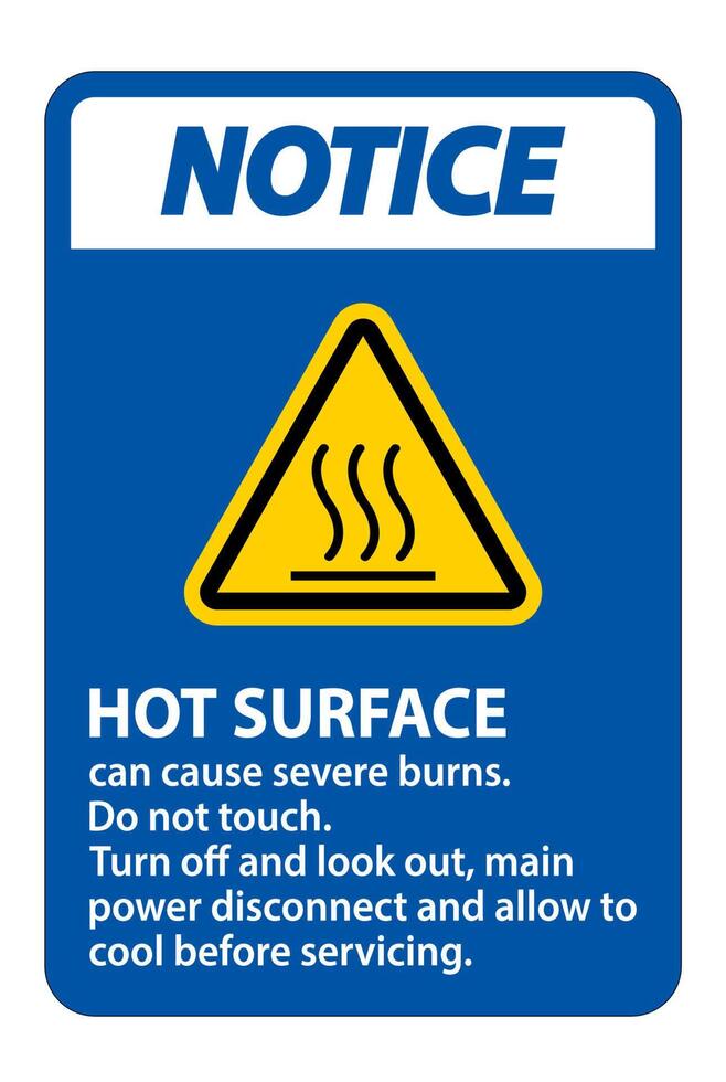 Notice Hot surface sign on white background vector