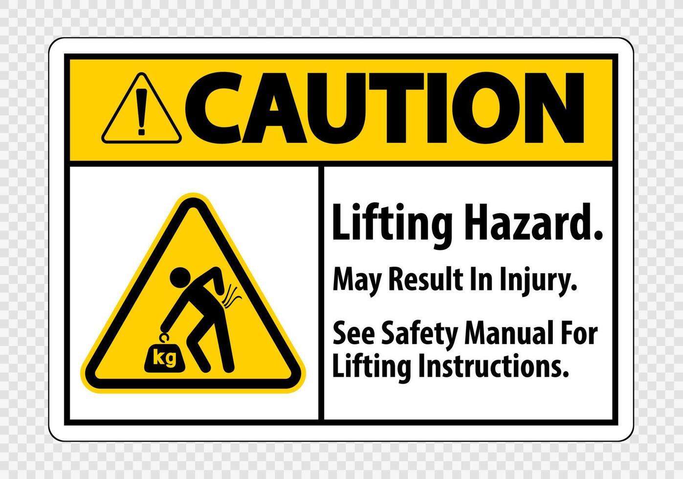 Lifting Hazard,May Result In Injury, See Safety Manual For Lifting Instructions Symbol Sign Isolate on transparent Background,Vector Illustration vector