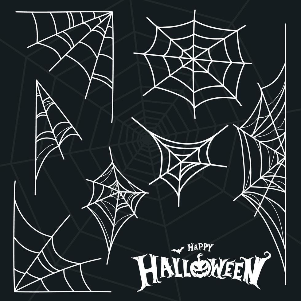 halloween spider web set collection vector