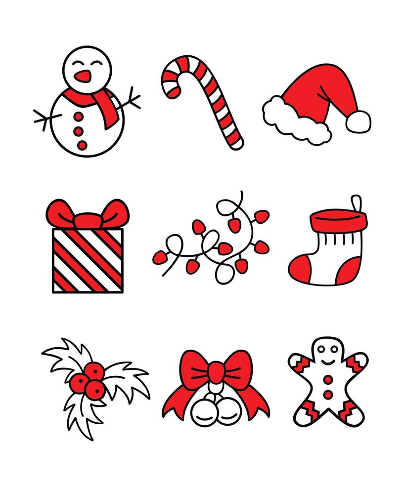conjunto de elementos navideños dibujados a mano para la decoración. vector