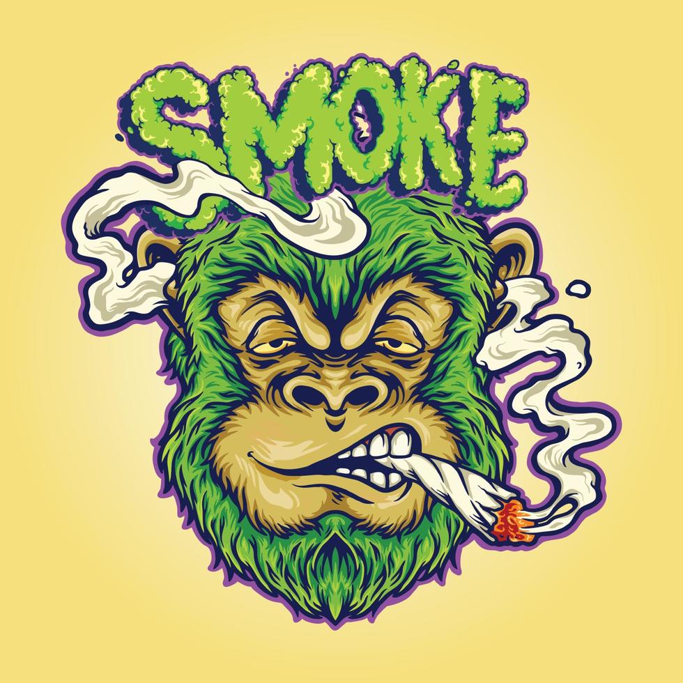 Monkey weed joint smoking a cigarette ilustraciones vector