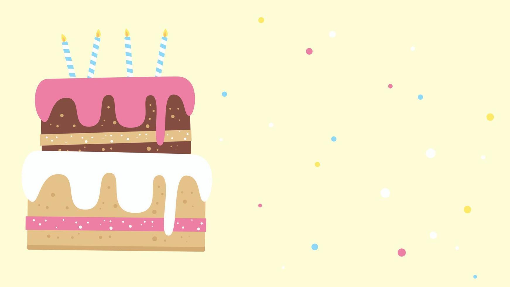 Ilustración de pastel de cumpleaños con espacio de copia. Adecuado para tarjetas de felicitación, invitaciones a fiestas y promociones comerciales de pasteles, publicidad u otras actividades de marketing. vector