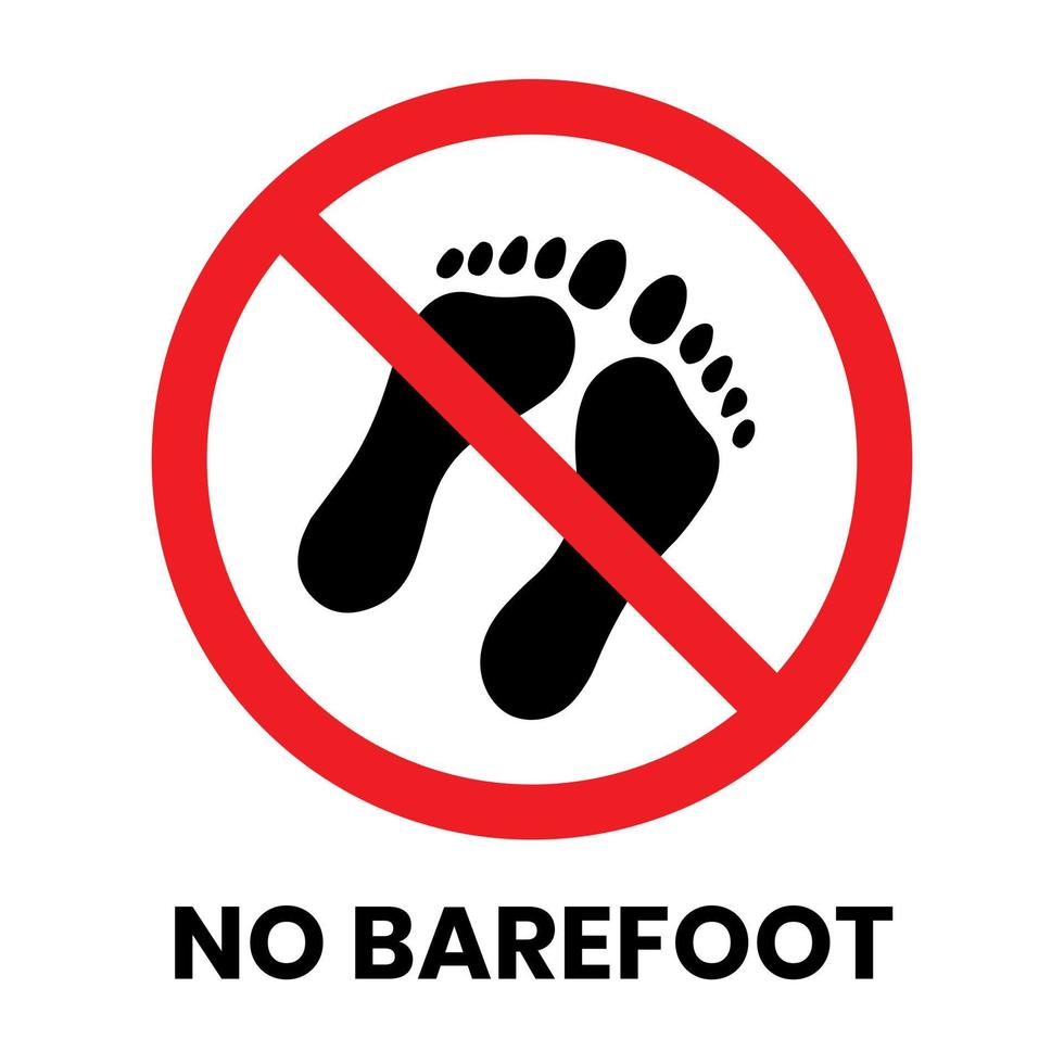 No Barefoot Sign Sticker with text inscription on isolated background vector