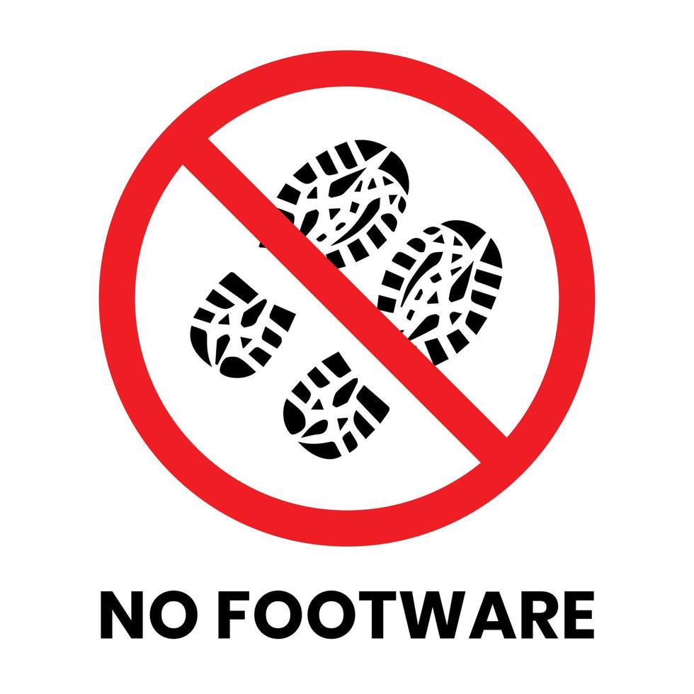 No footware Sign Sticker with text inscription on isolated background vector