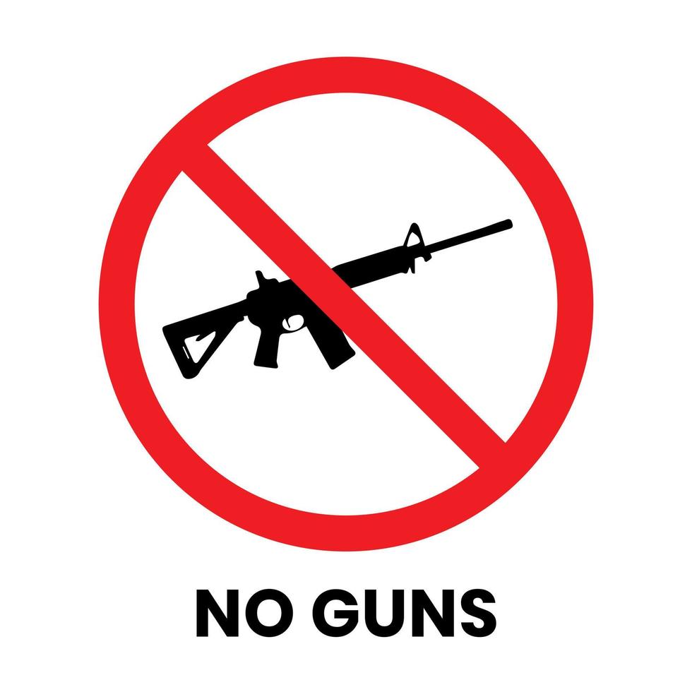 No Guns Sign Sticker with text inscription on isolated background vector