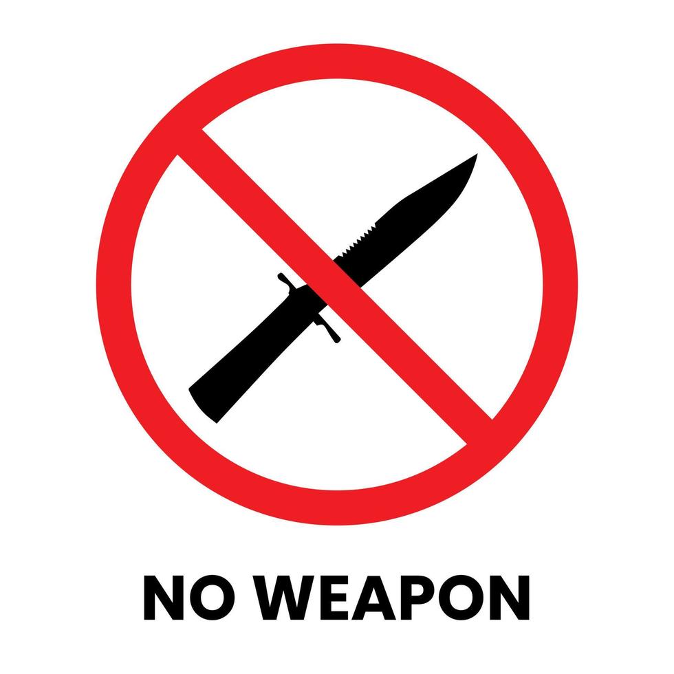 No Sharp Weapon Sign Sticker with text inscription on isolated background vector