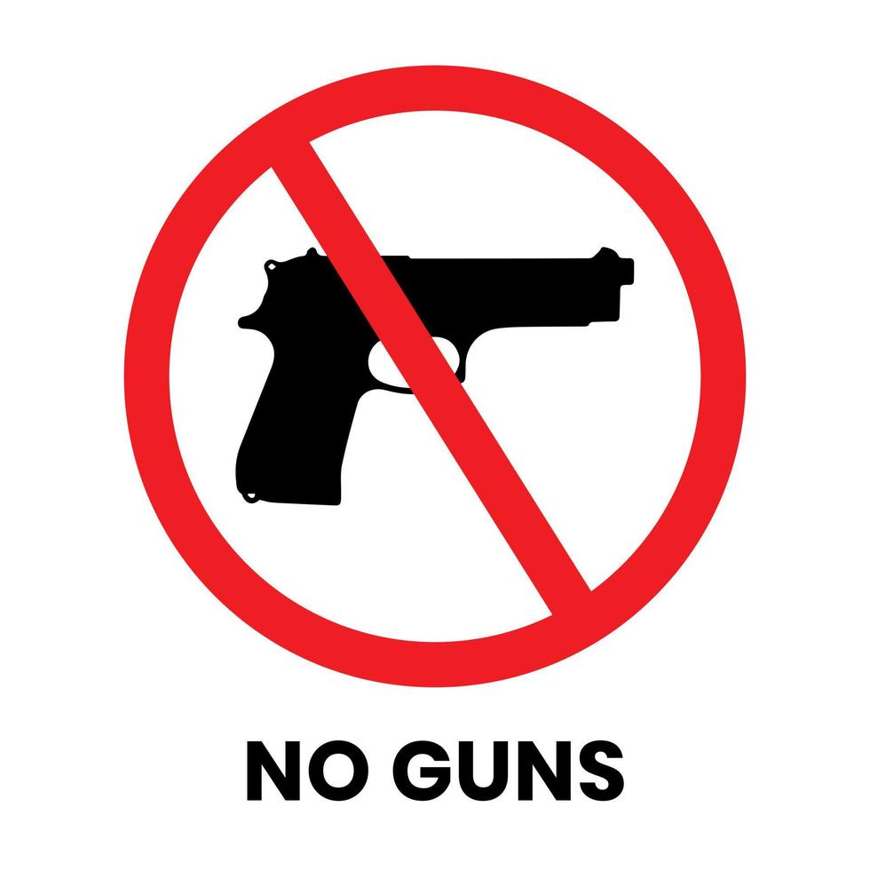 No Guns Sign Sticker with text inscription on isolated background 01 vector