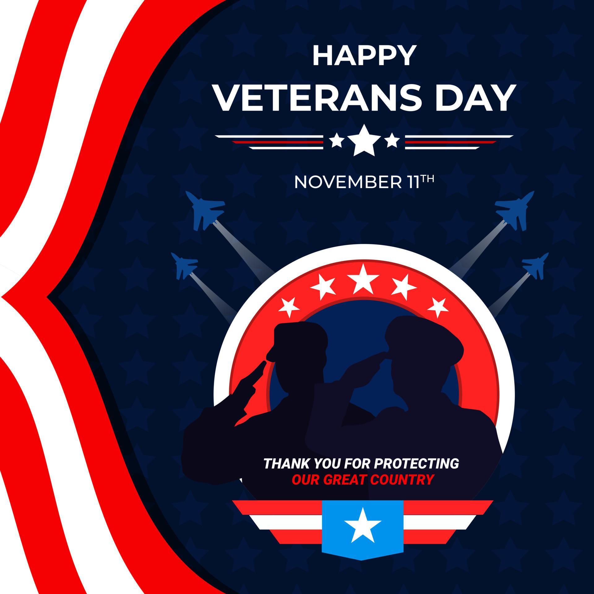 Veterans day November 11th banner background design. American honoring
