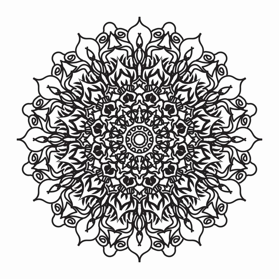 patrón circular en forma de mandala para henna, mehndi, tatuajes, decoraciones. decoración decorativa en estilo étnico oriental. página de libro para colorear. vector